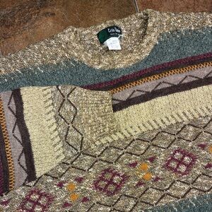 Italy Made 90s Vintage Wool Cotton Multicolor Patterned Sweater
